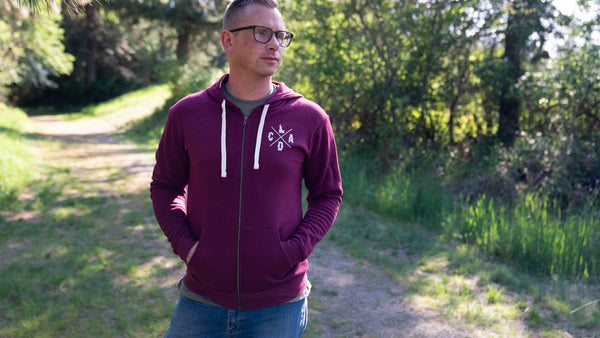 CDA Idaho Logo 1887 Lake Maroon Zip Hoodie