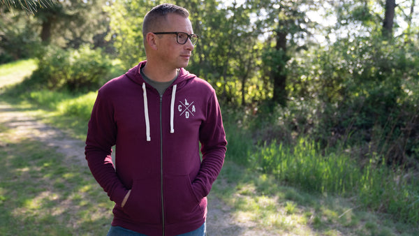 CDA Idaho Logo 1887 Lake Maroon Zip Hoodie