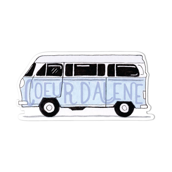 Coeur d'Alene Watercolor Bus Sticker