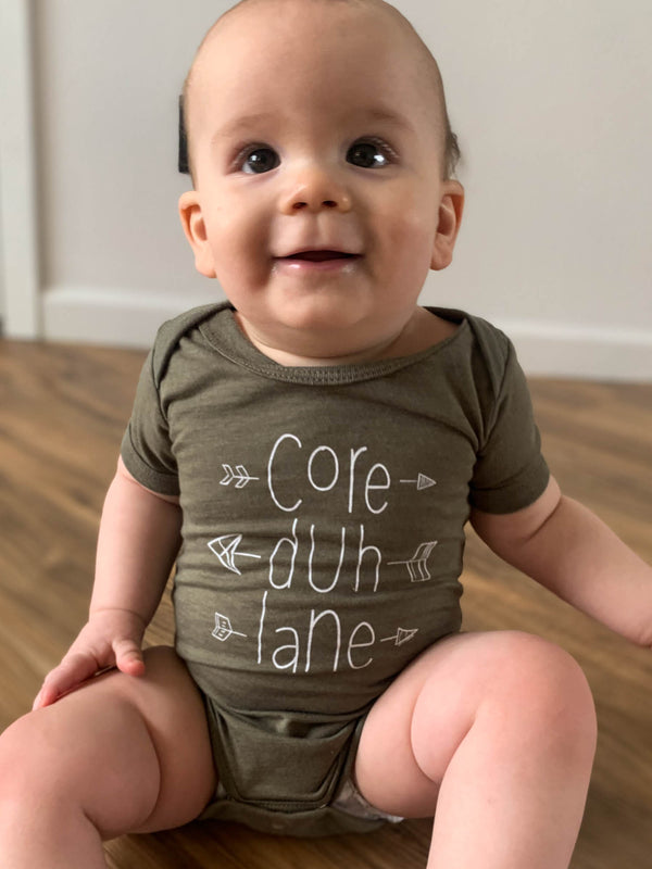 Olive Core Duh Lane Infant Onesie