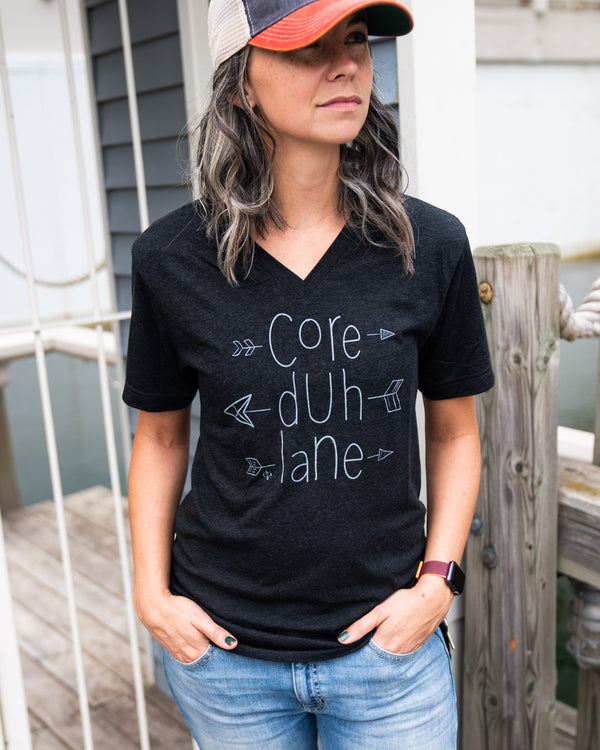 Core Duh Lane Charcoal V-Neck Tee