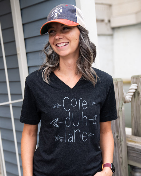 Core Duh Lane Charcoal V-Neck Tee