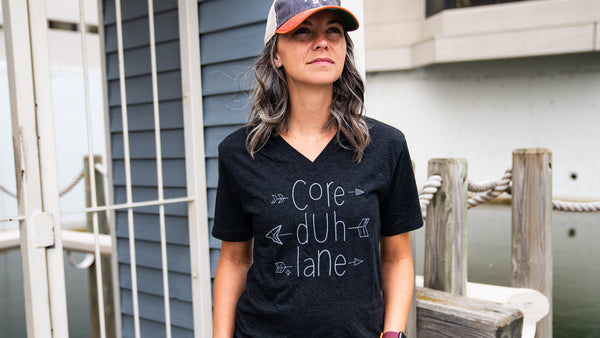 Core Duh Lane Charcoal V-Neck Tee