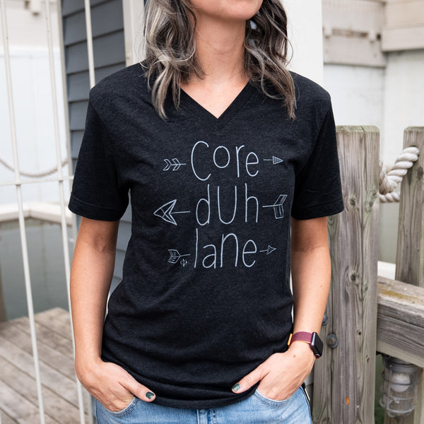 Core Duh Lane Charcoal V-Neck Tee