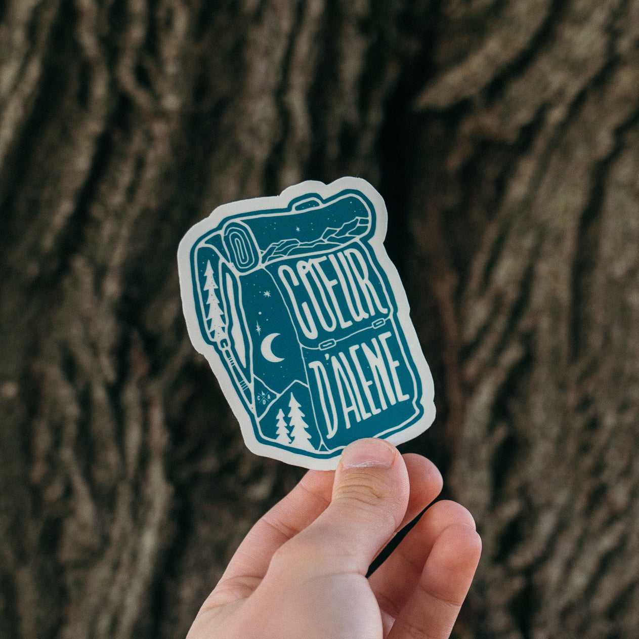 Coeur d'Alene Backpack Sticker – CDA IDAHO Clothing Company