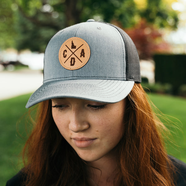 CDA Light Leather Logo Heather Gray Richardson Trucker Hat