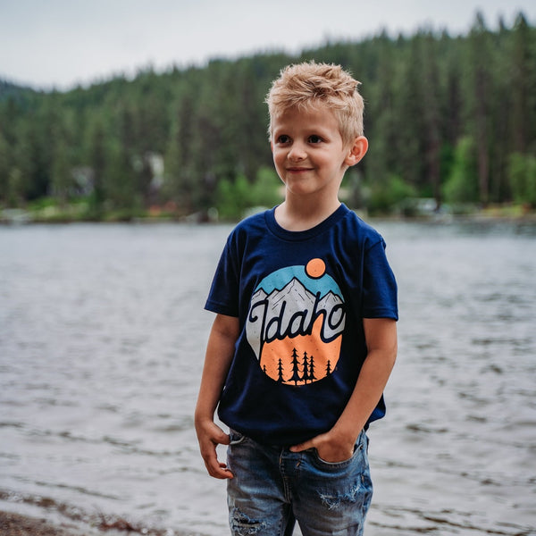 Idaho Peaks Navy Kids Tee