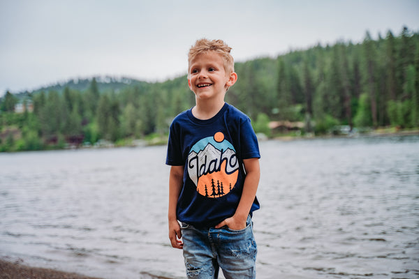 Idaho Peaks Navy Kids Tee