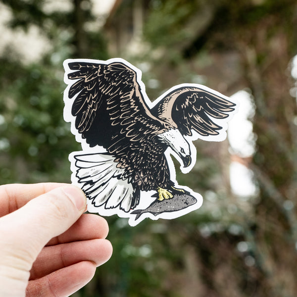 Eagle On The Catch Sticker