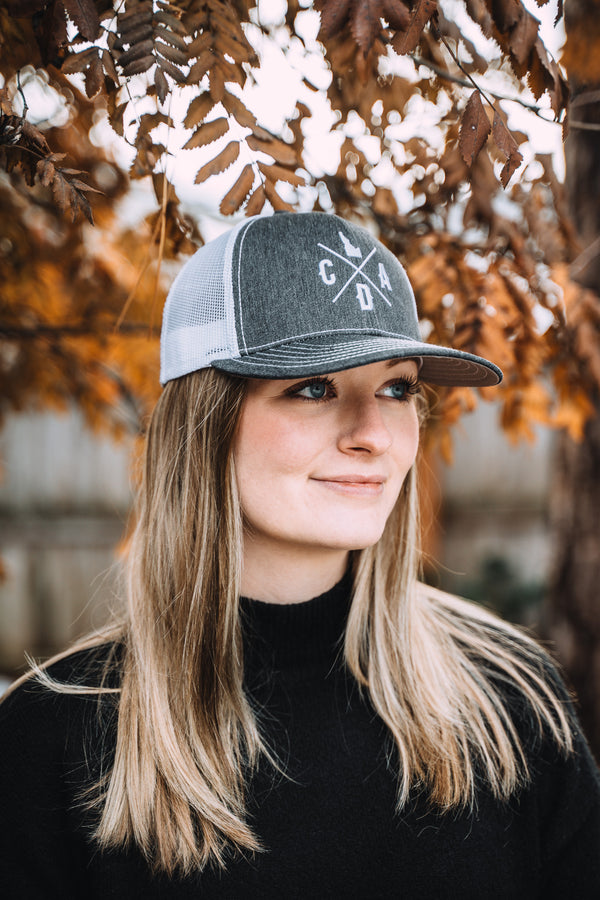 Heather White Logo Trucker Hat