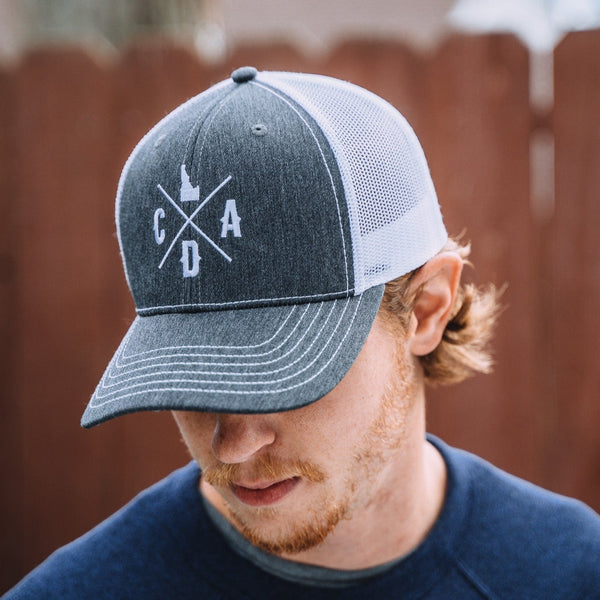 Heather White Logo Trucker Hat