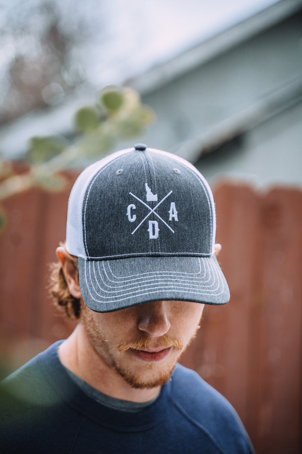 Heather White Logo Trucker Hat