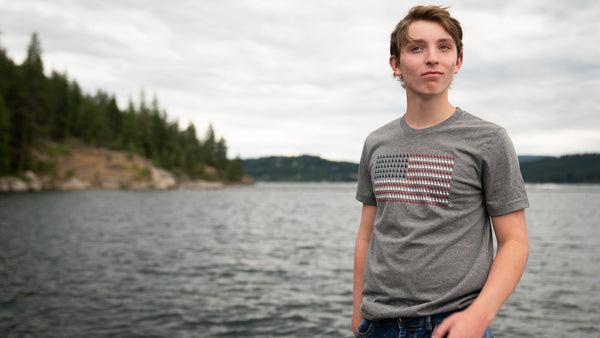 Heather Gray Idaho Flag Tee