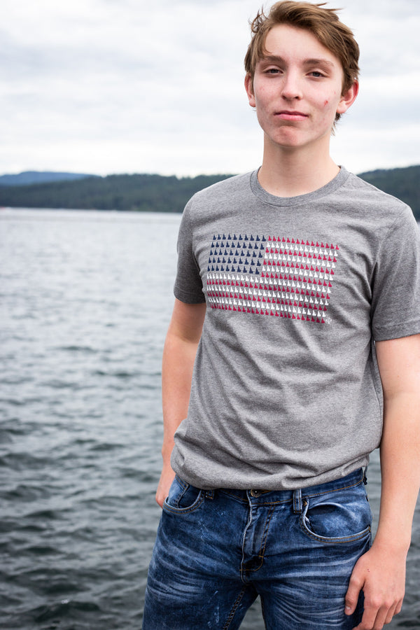 Heather Gray Idaho Flag Tee