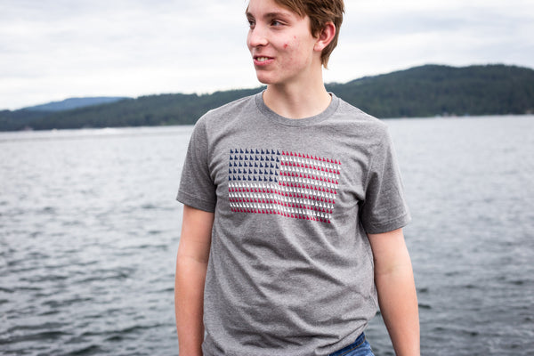 Heather Gray Idaho Flag Tee