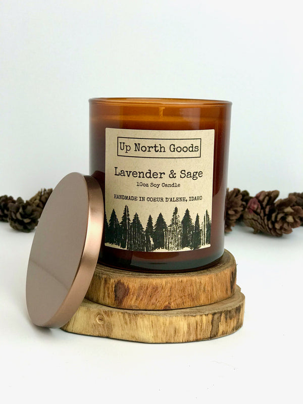 Lavender & Sage 10oz Soy Candle by Up North Goods