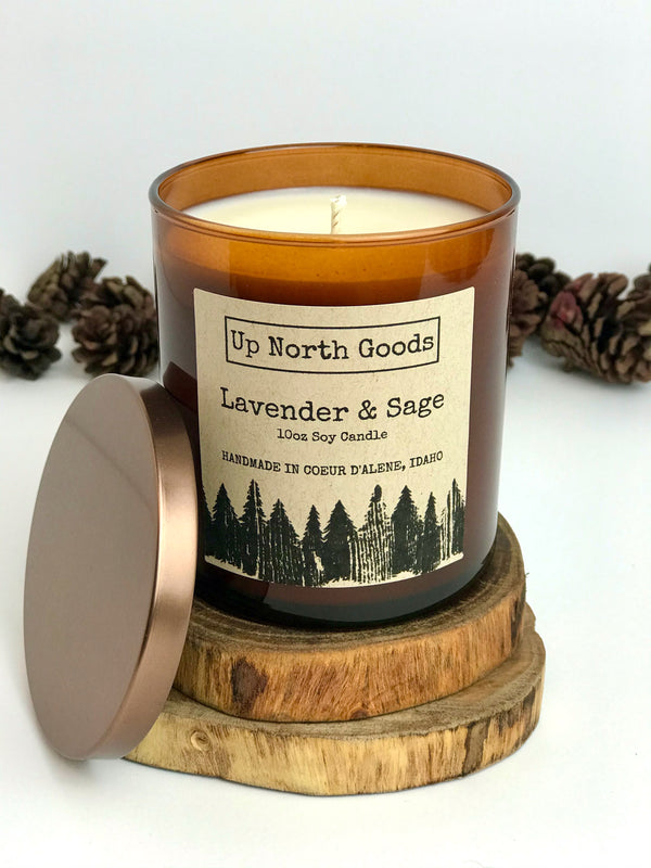 Lavender & Sage 10oz Soy Candle by Up North Goods