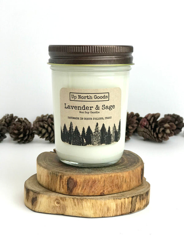 Lavender & Sage 8oz Soy Candle by Up North Goods