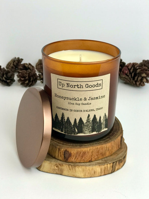 Honeysuckle & Jasmine 10oz Soy Candle by Up North Goods
