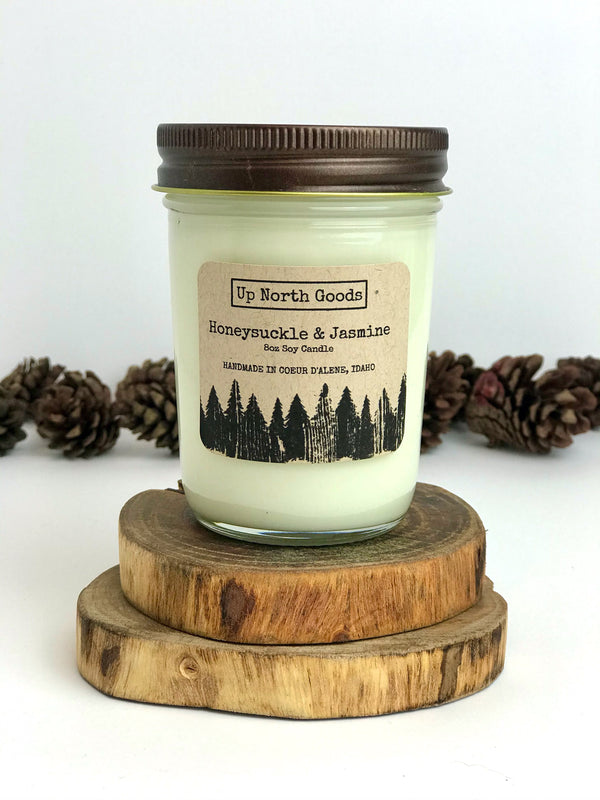 Honeysuckle & Jasmine 8oz Soy Candle by Up North Goods