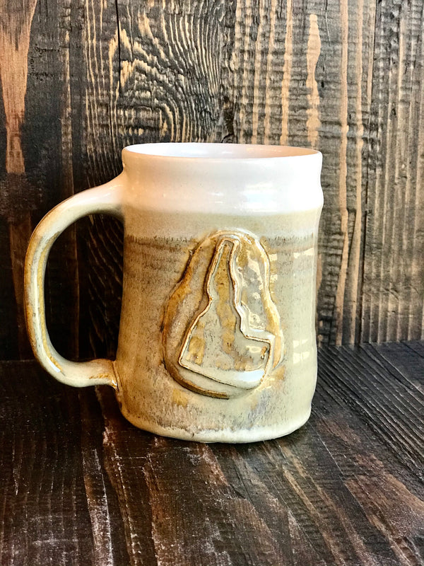 Handmade Ceramic Idaho State Coffee Mug - Tan Glaze