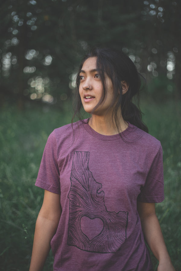 Idaho Wood Grain Maroon Tee