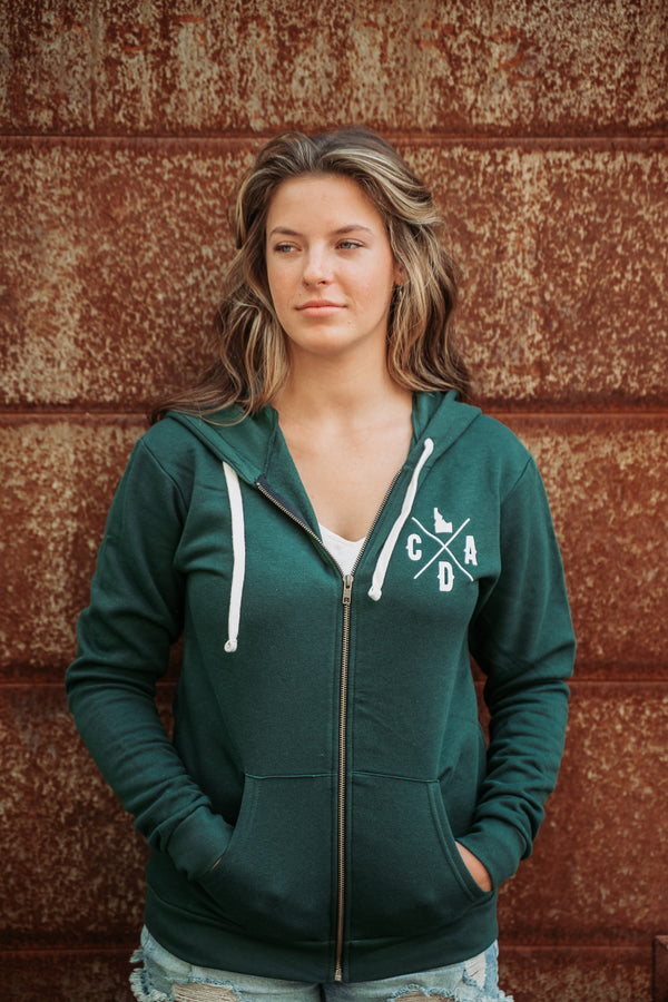 IdaTree Forest Green Zip Up Hoodie