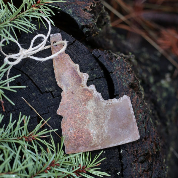Rugged Rusty Metal Idaho Ornament
