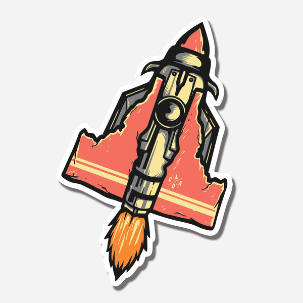 Idaho Retro Rocket Ship Sticker