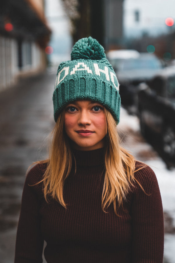 Idaho Text Beanie Green & Light