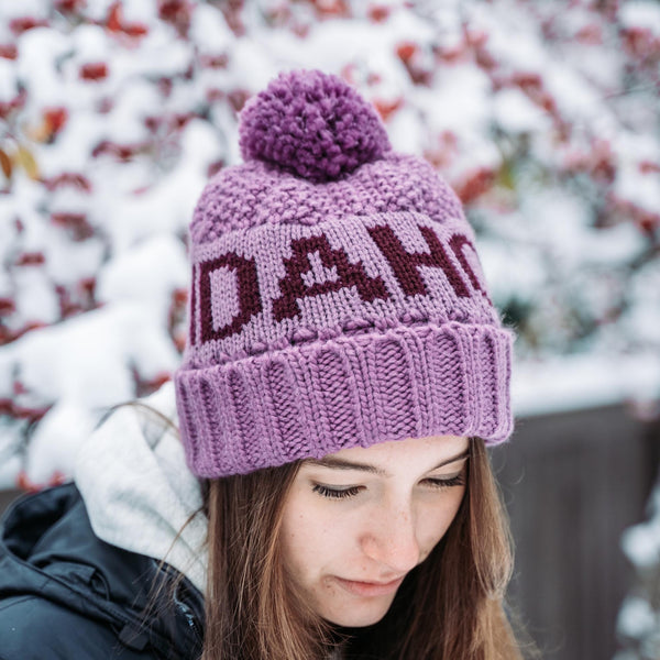 Idaho Text Beanie Mauve & Dark