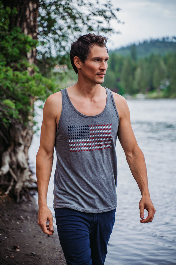 Idaho American Flag Deep Heather Unisex Tank