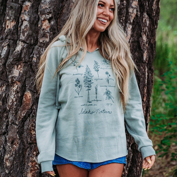 Idaho Native Plants Sage Wave Wash Hoodie