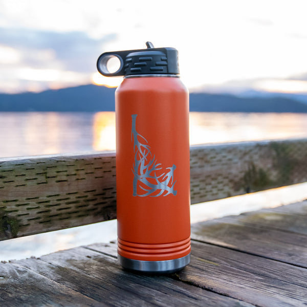 Idaho Antler Matte Orange Insulated 32oz Flask