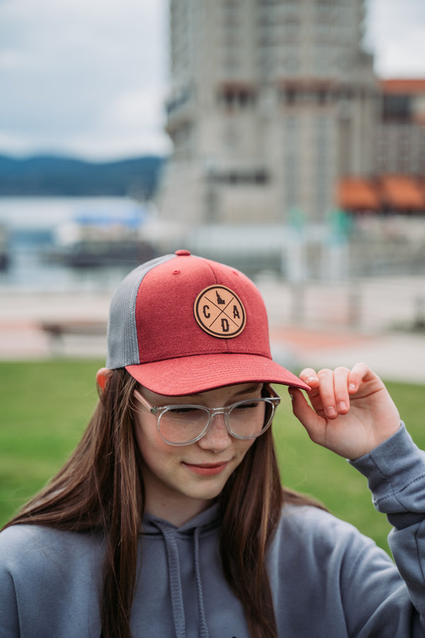 Light Maroon Leather Logo Hat