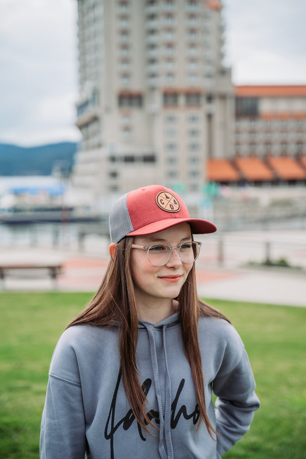 Light Maroon Leather Logo Hat