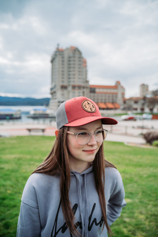 Light Maroon Leather Logo Hat