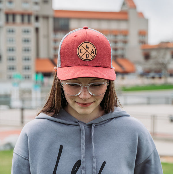 Light Maroon Leather Logo Hat