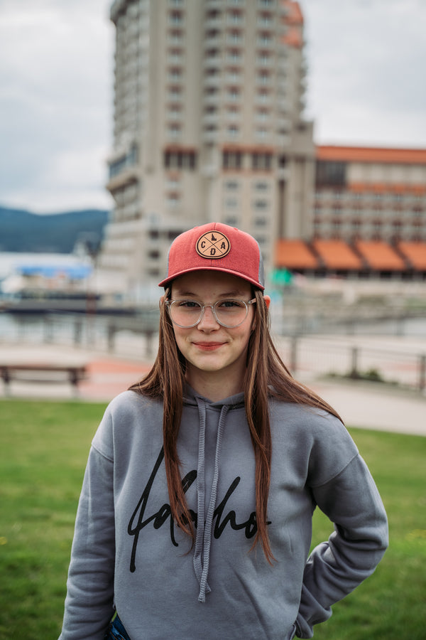 Light Maroon Leather Logo Hat