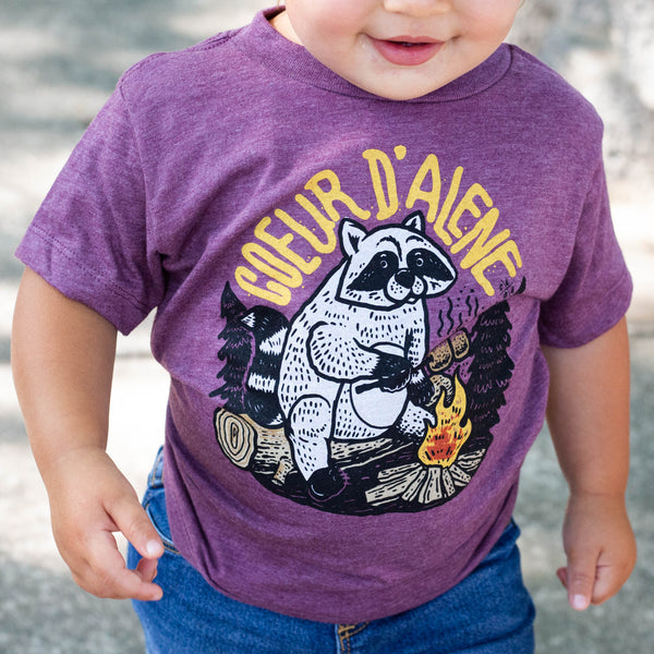 Maroon Raccoon Toddler Tee