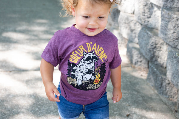 Maroon Raccoon Toddler Tee