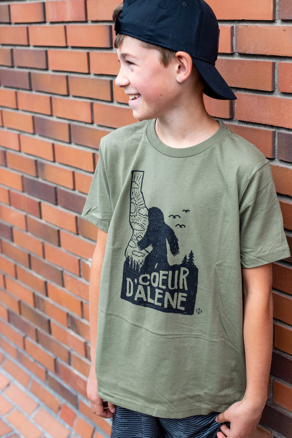 Military Green Kids Bigfoot Tee