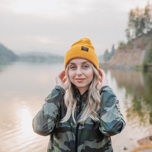 Mustard Yellow Logo Slouchy Beanie