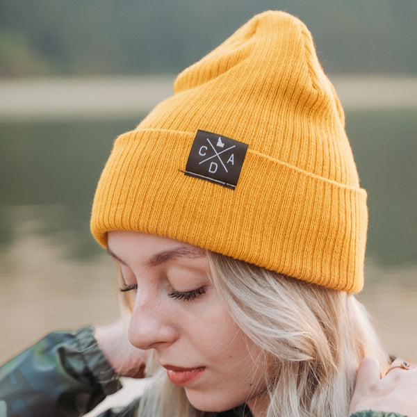 Mustard Yellow Logo Slouchy Beanie