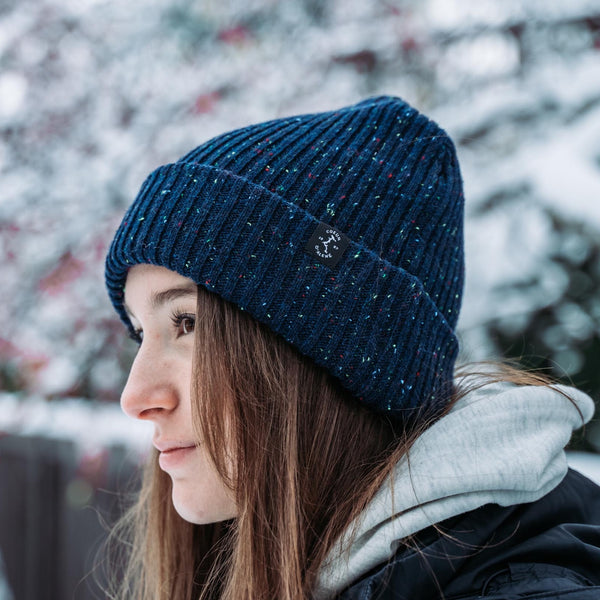 Navy Tweed Beanie (1887 CDA Lake Logo)