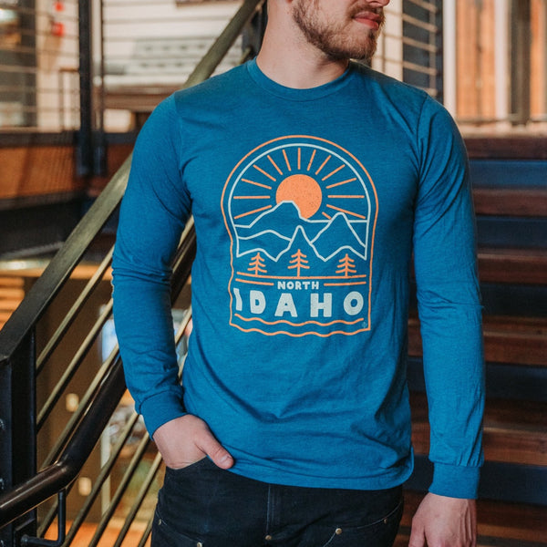 North Idaho Sunrise Deep Teal Long Sleeve Tee