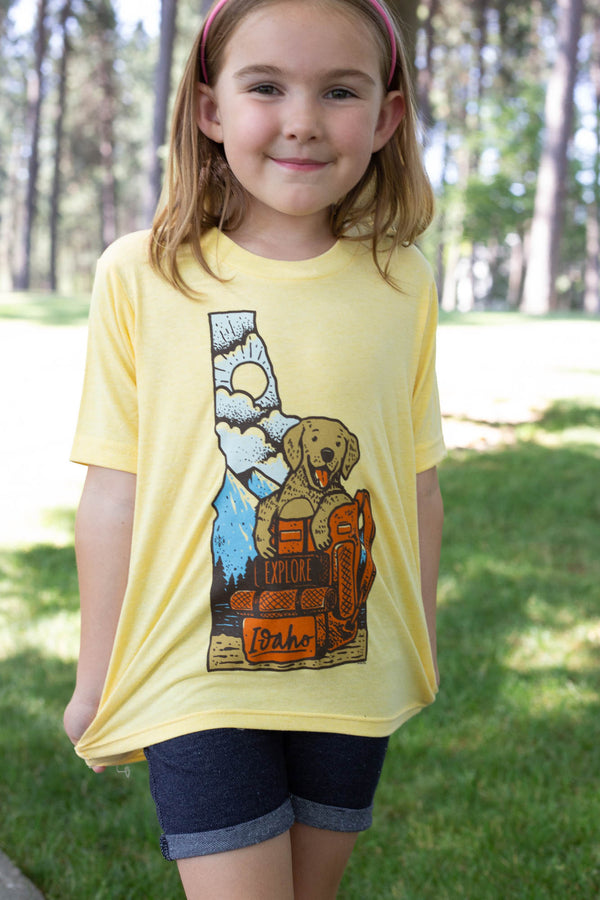 Kids Idaho Puppy Banana Yellow Tee