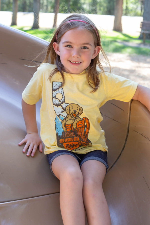 Kids Idaho Puppy Banana Yellow Tee