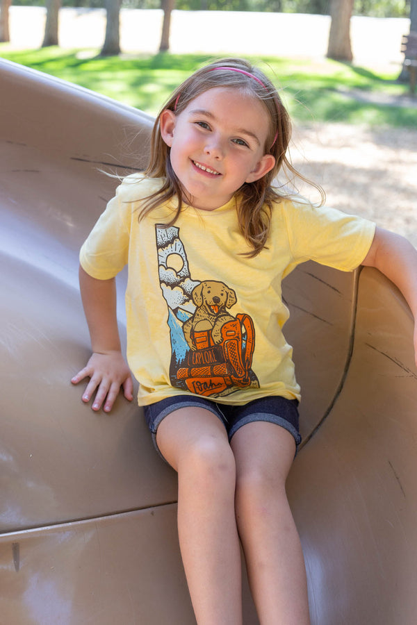 Kids Idaho Puppy Banana Yellow Tee