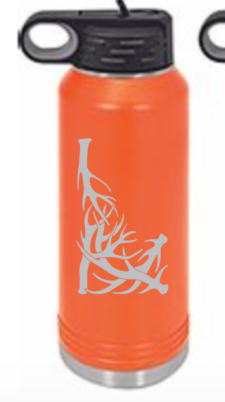 Idaho Antler Matte Orange Insulated 32oz Flask